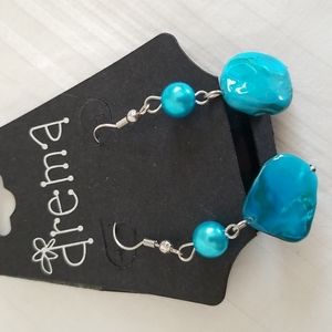 New Drema Silver Beaded Stone Earrings
